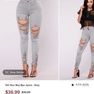 Grey Distressed Skinny Jeans